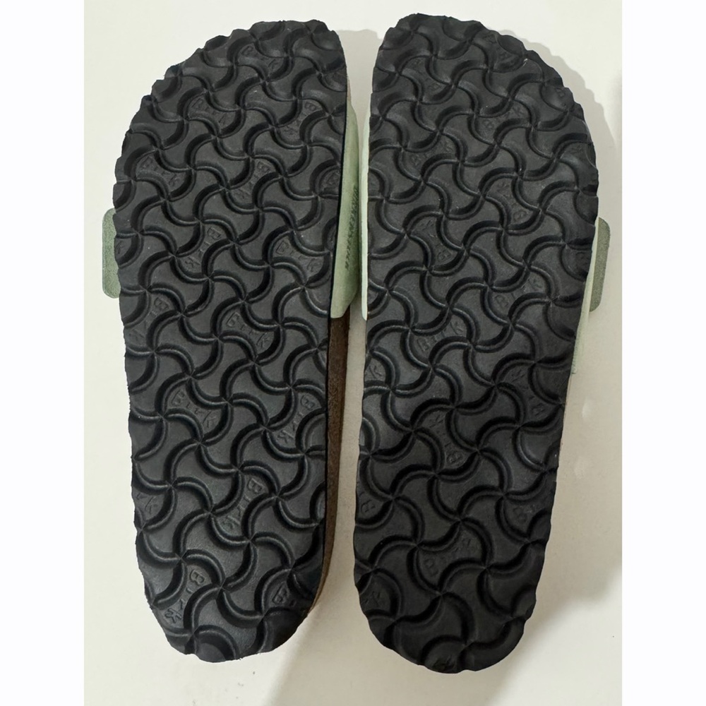 Birkenstock Madrid Big Buckle Nubuck Leather Pure Sage Green Slide Sandals 10 - Picture 11 of 12